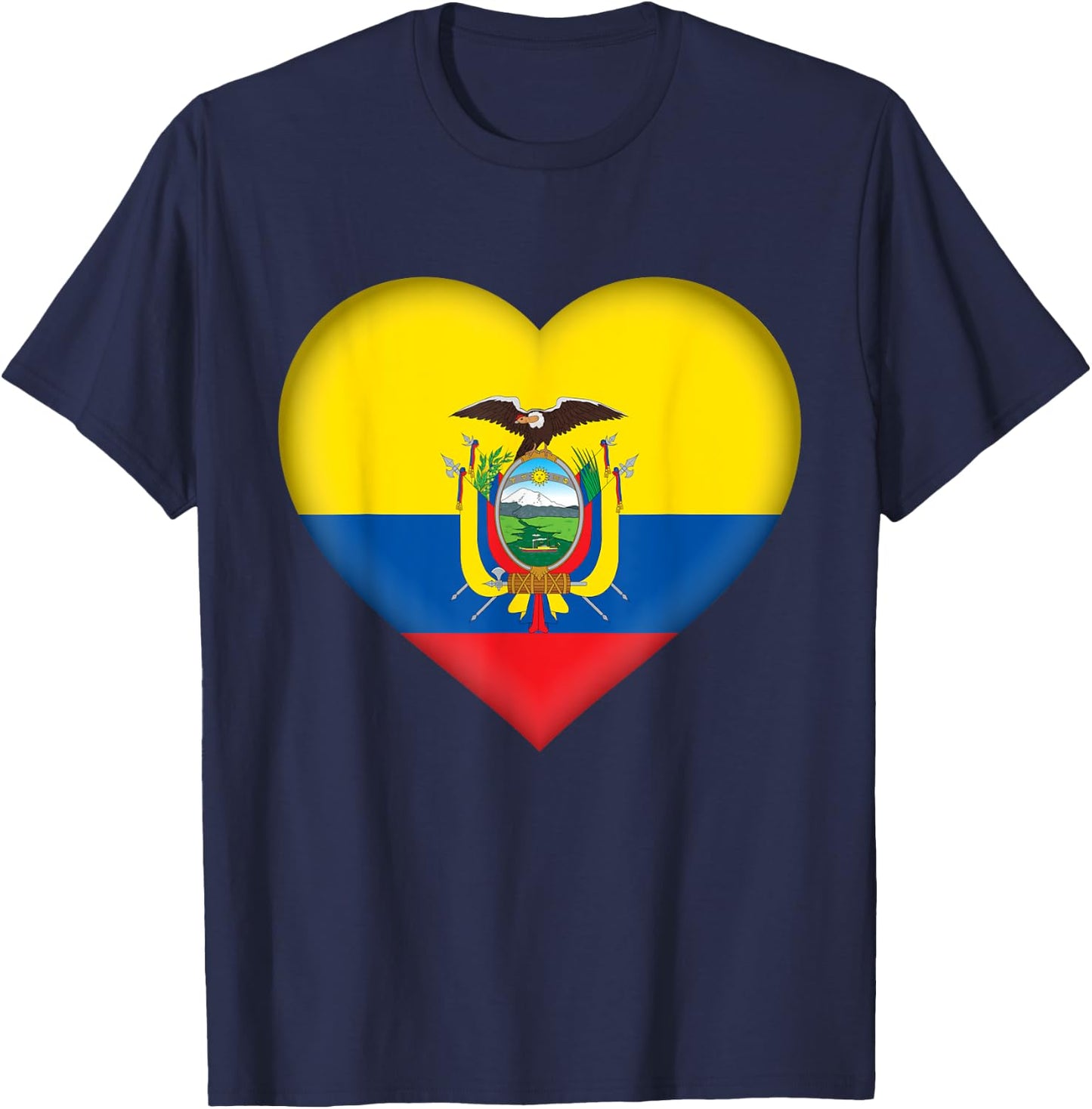 I Love Ecuador | Ecuadorian Flag Heart Outfit T-Shirt - T-Shirt | Navy