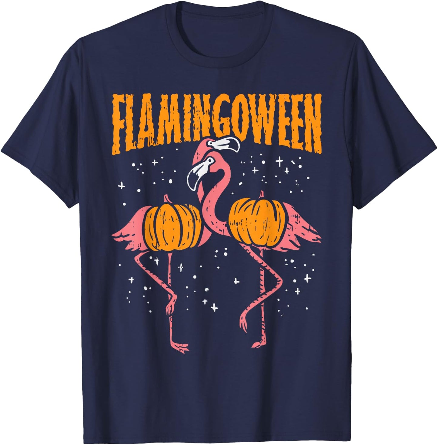Flamingoween Pumpkin Flamingos Funny Bird Halloween Costume T-Shirt - T-Shirt | Navy
