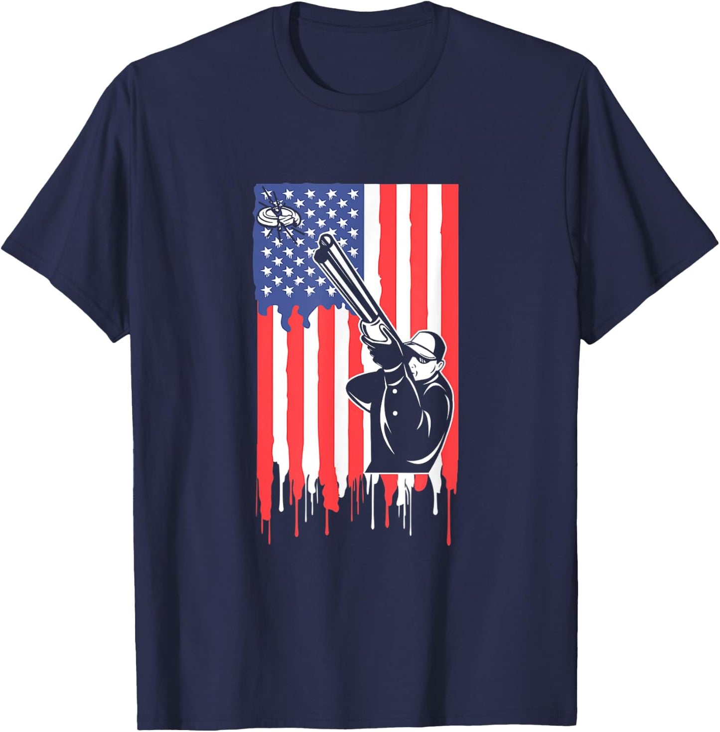 Trap Shooting USA Flag Shirt Proud Clay Shooting Skeet Shoot Kids Men T-Shirt - T-Shirt | Navy