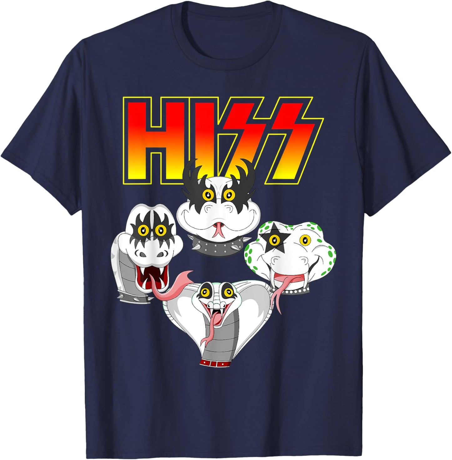 Hiss Cute Funny Snake Lover Rock And Roll Band Gift T-Shirt - T-Shirt | Navy