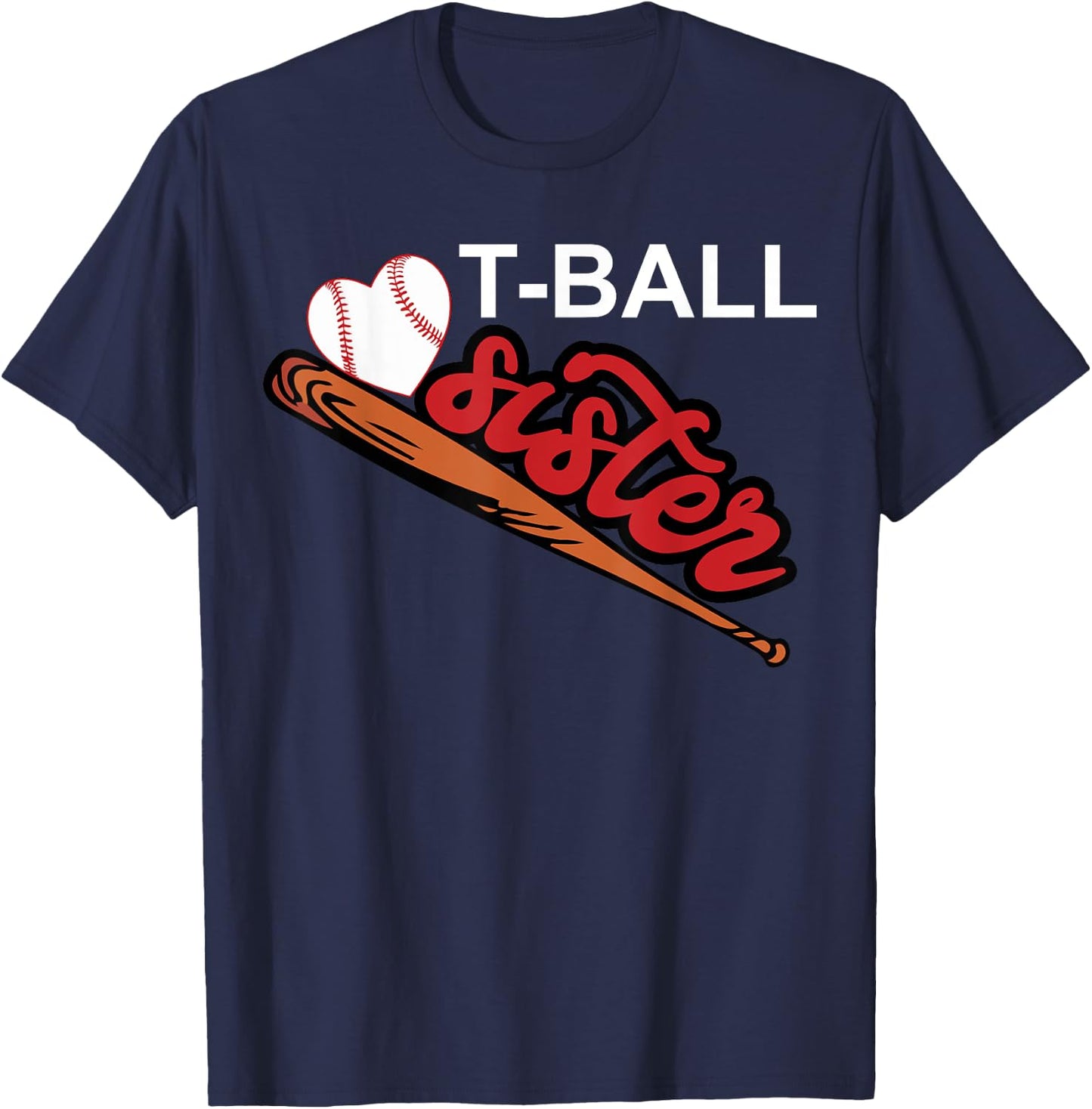 T-ball Sister Shirt | Cute Female Sibling Player Gift T-Shirt - T-Shirt | Navy