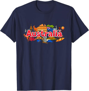 Australia Down Under Culture Australian Flag Map Gift T-Shirt - T-Shirt | Navy