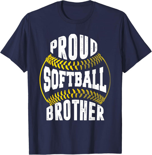Proud Softball Brother Shirt T-Shirt - T-Shirt | Navy