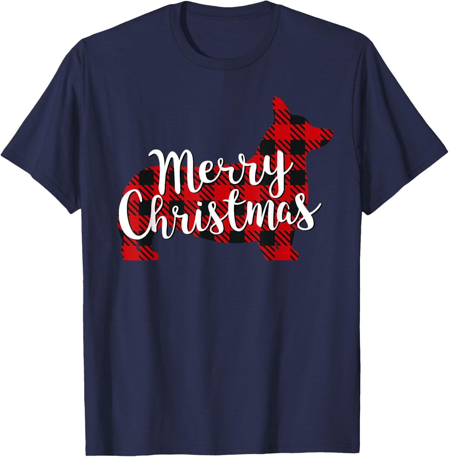 Corgi Christmas Dog Mom Dad Plaid Gift Men Women Girls Kids T-Shirt - T-Shirt | Navy