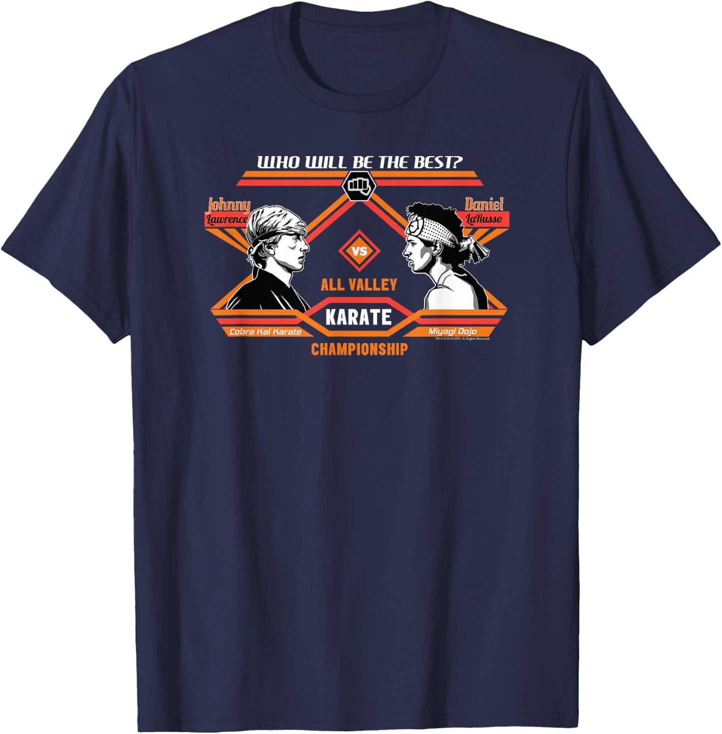 The Karate Kid Johnny VS Daniel All-Valley Karate Movie T-Shirt - T-Shirt | Navy
