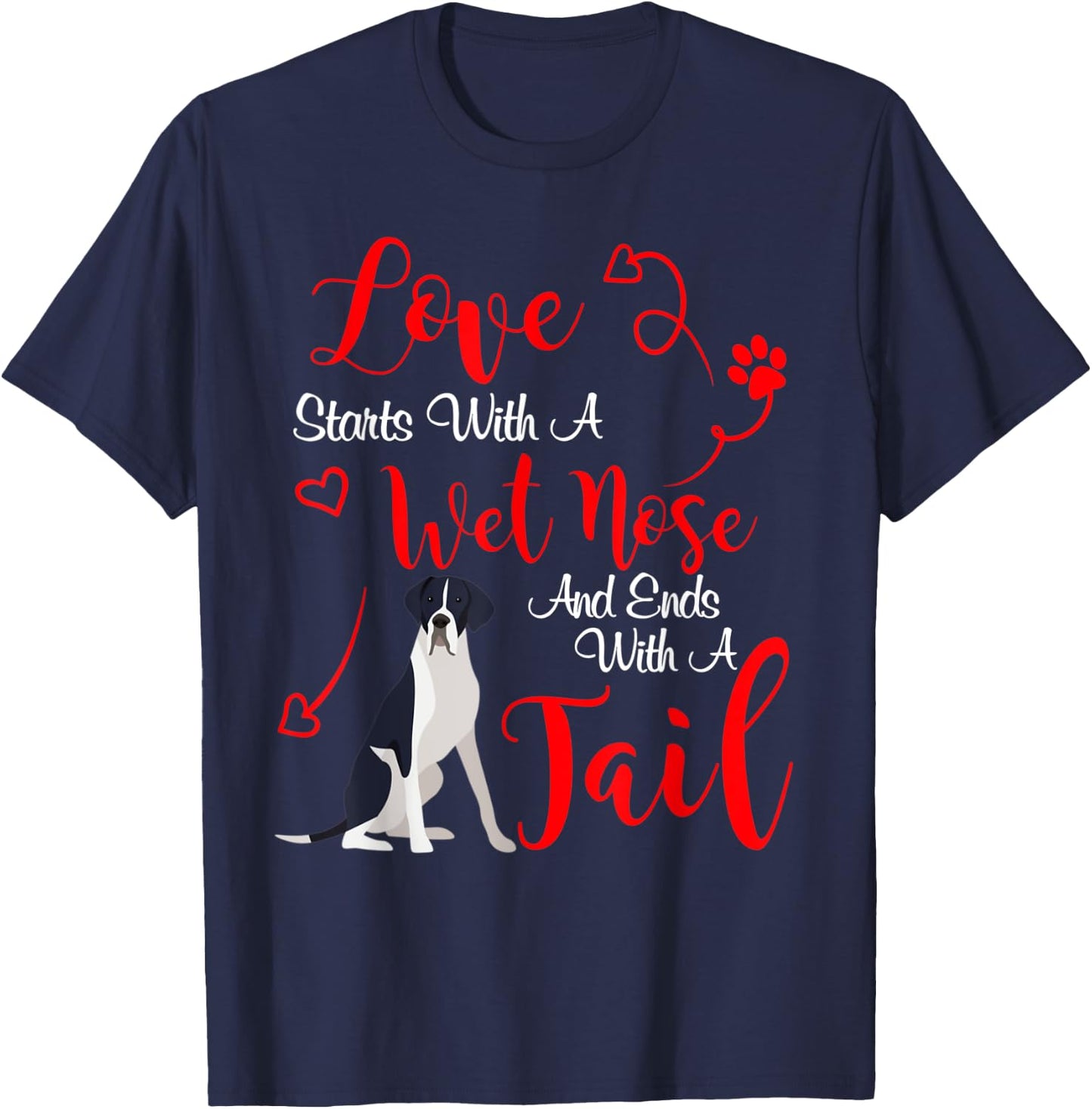 My Great Dane Dog Mantle Valentines Day T-Shirt - T-Shirt | Navy