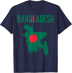 Bangladeshi - Bangladesh Country Map Flag T-Shirt - T-Shirt | Navy