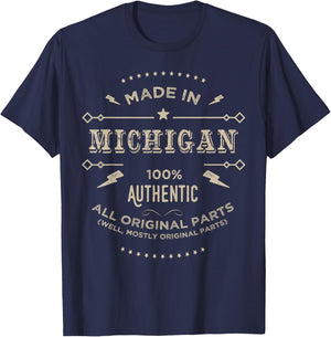 Made In Michigan Is My Home T Shirt T-Shirt - T-Shirt | Navy