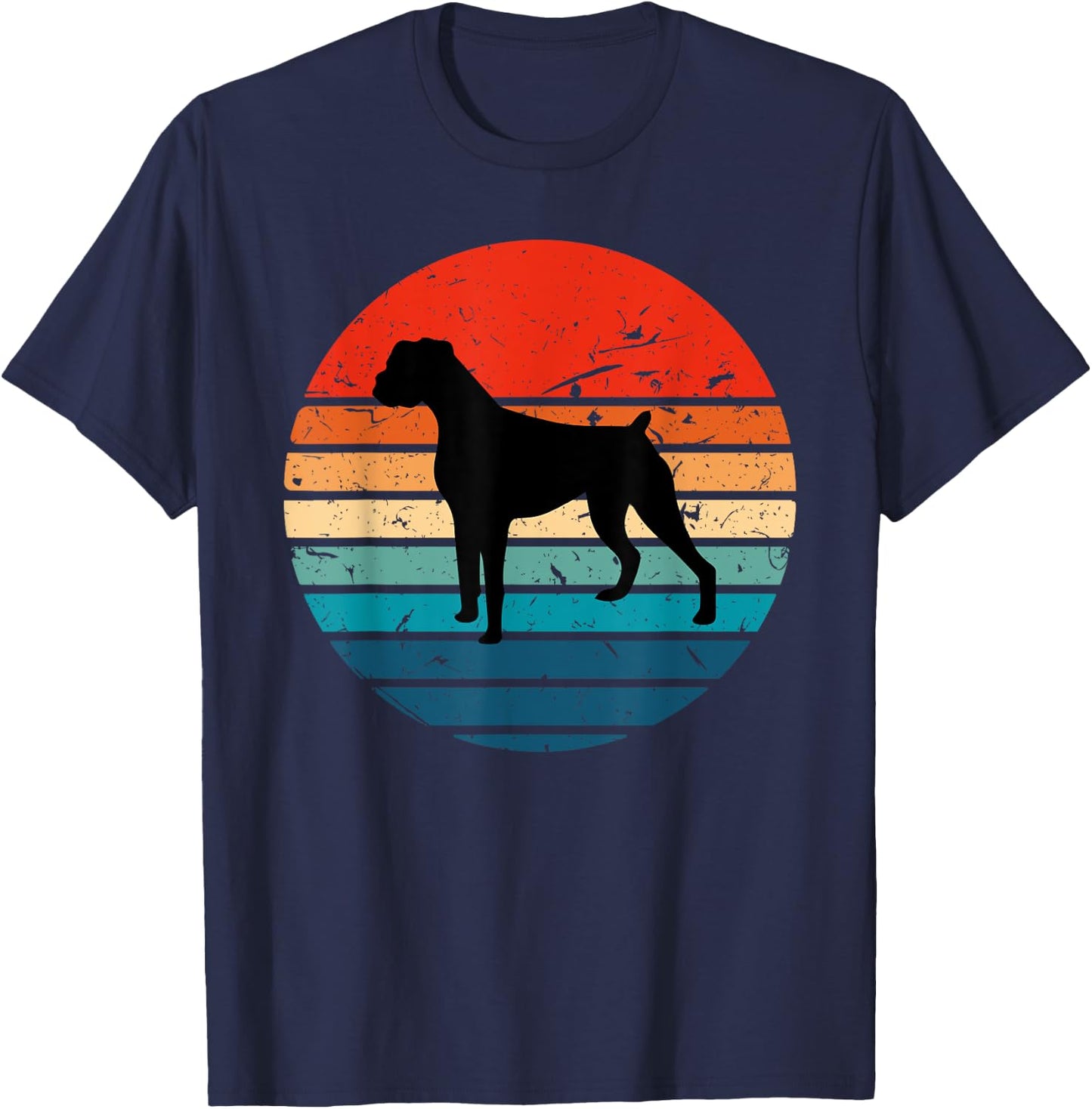 Boxer Dog Retro Vintage 70s 80s Silhouette Breed Gift T-Shirt - T-Shirt | Navy