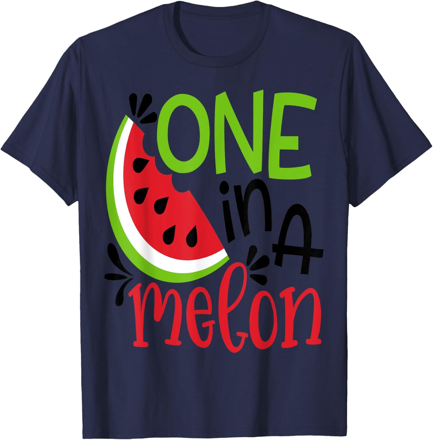 One in a Melon Adorable Cute Fun Summer Watermelon Gift T-Shirt - T-Shirt | Navy