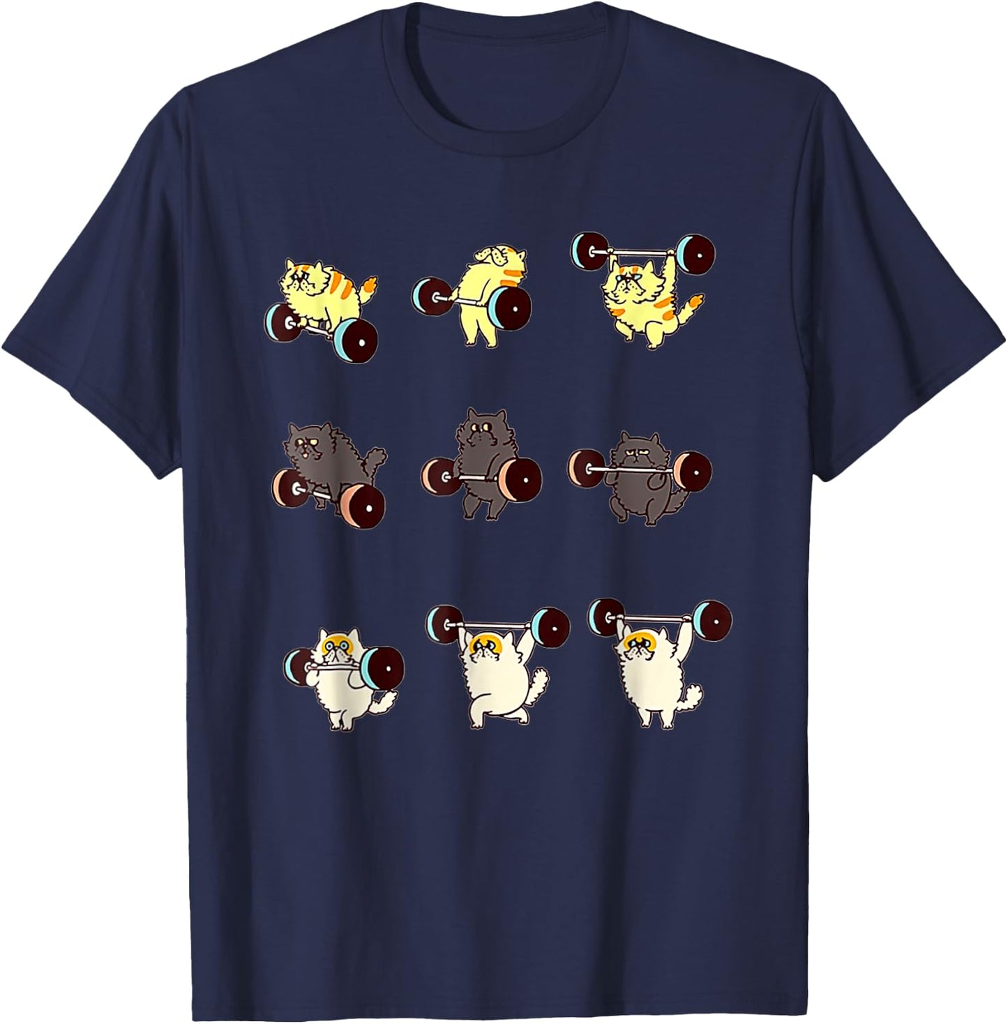 Weightlifting Cat Funny Workout Cat Lover Gifts T-Shirt - T-Shirt | Navy