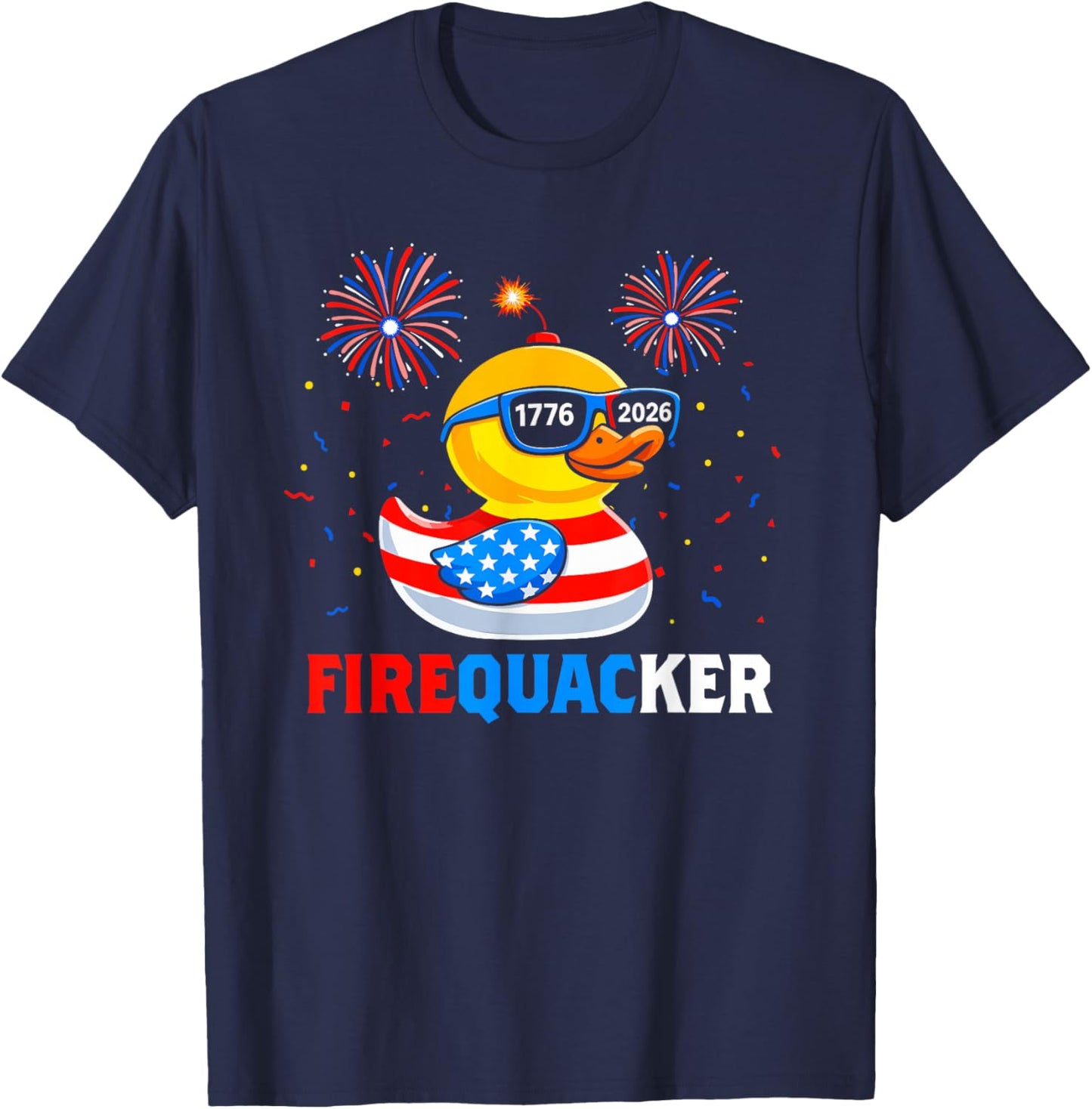 4th of July Duck Firequacker US Patriotic Funny 250 Years T-Shirt - T-Shirt | Navy