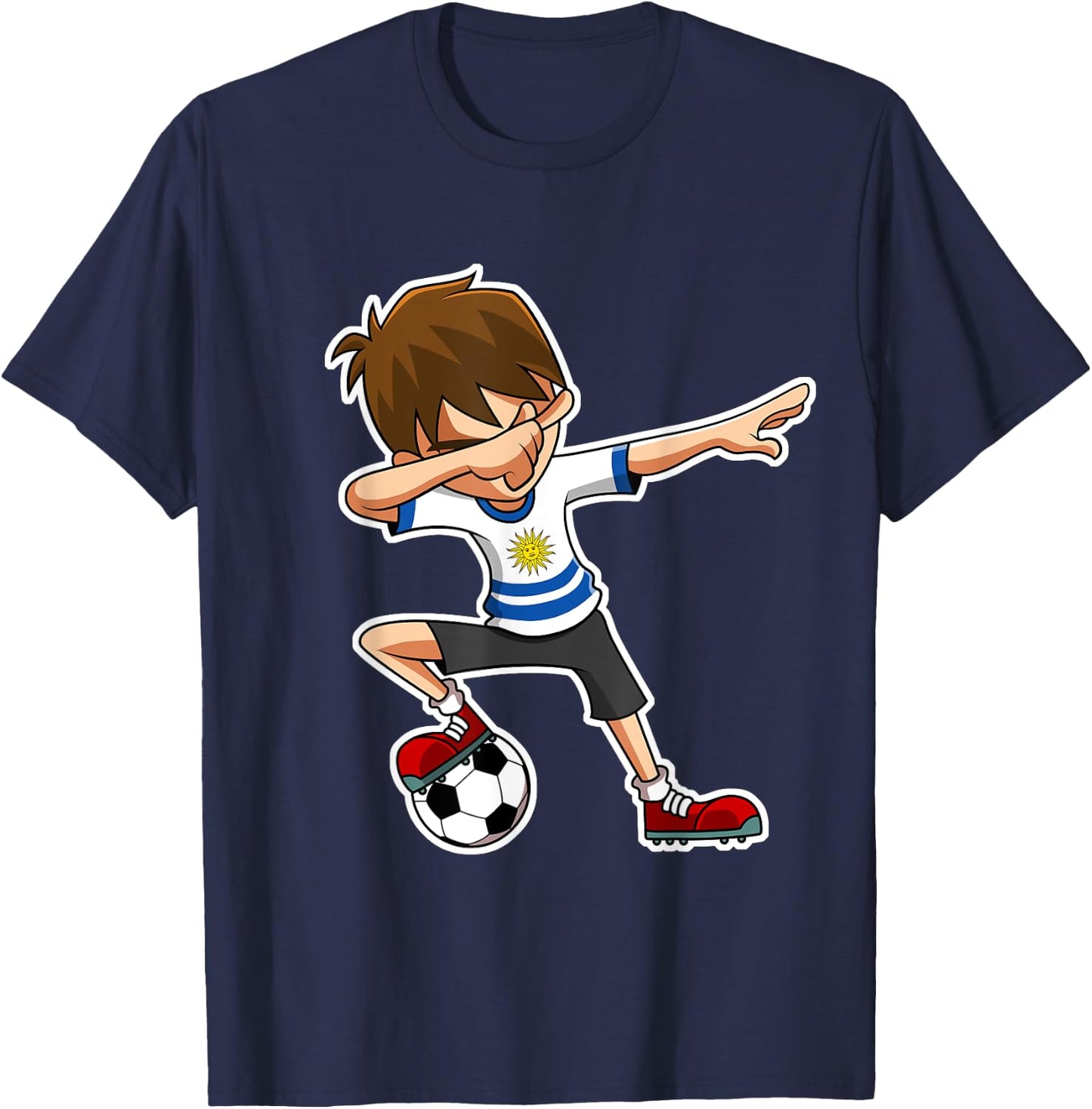 Dabbing Soccer Boy Uruguay Jersey, Uruguayan Kids Dab Gifts T-Shirt - T-Shirt | Navy