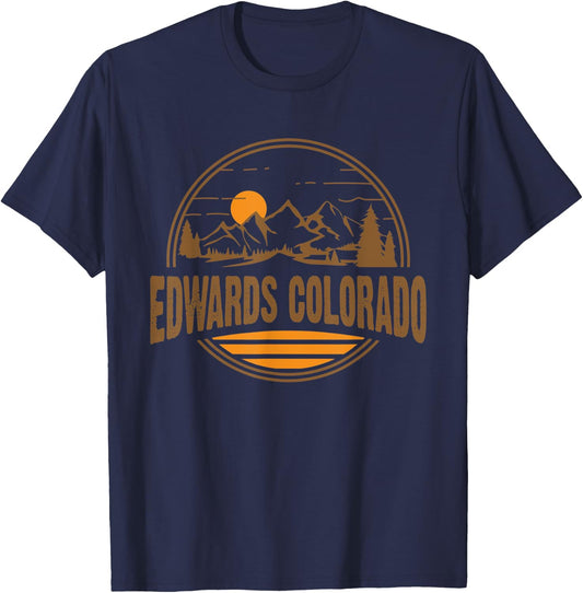 Vintage Edwards, Colorado Mountain Hiking Souvenir Print T-Shirt - T-Shirt | Navy