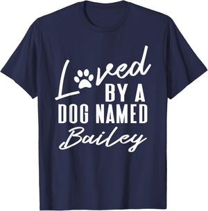 Personalized Dog Name Bailey Gift Pet Lover Paw Print T-Shirt - T-Shirt | Navy
