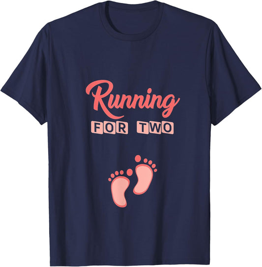 Running For Two Funny Pregnancy for Mom T-Shirt - T-Shirt | Navy