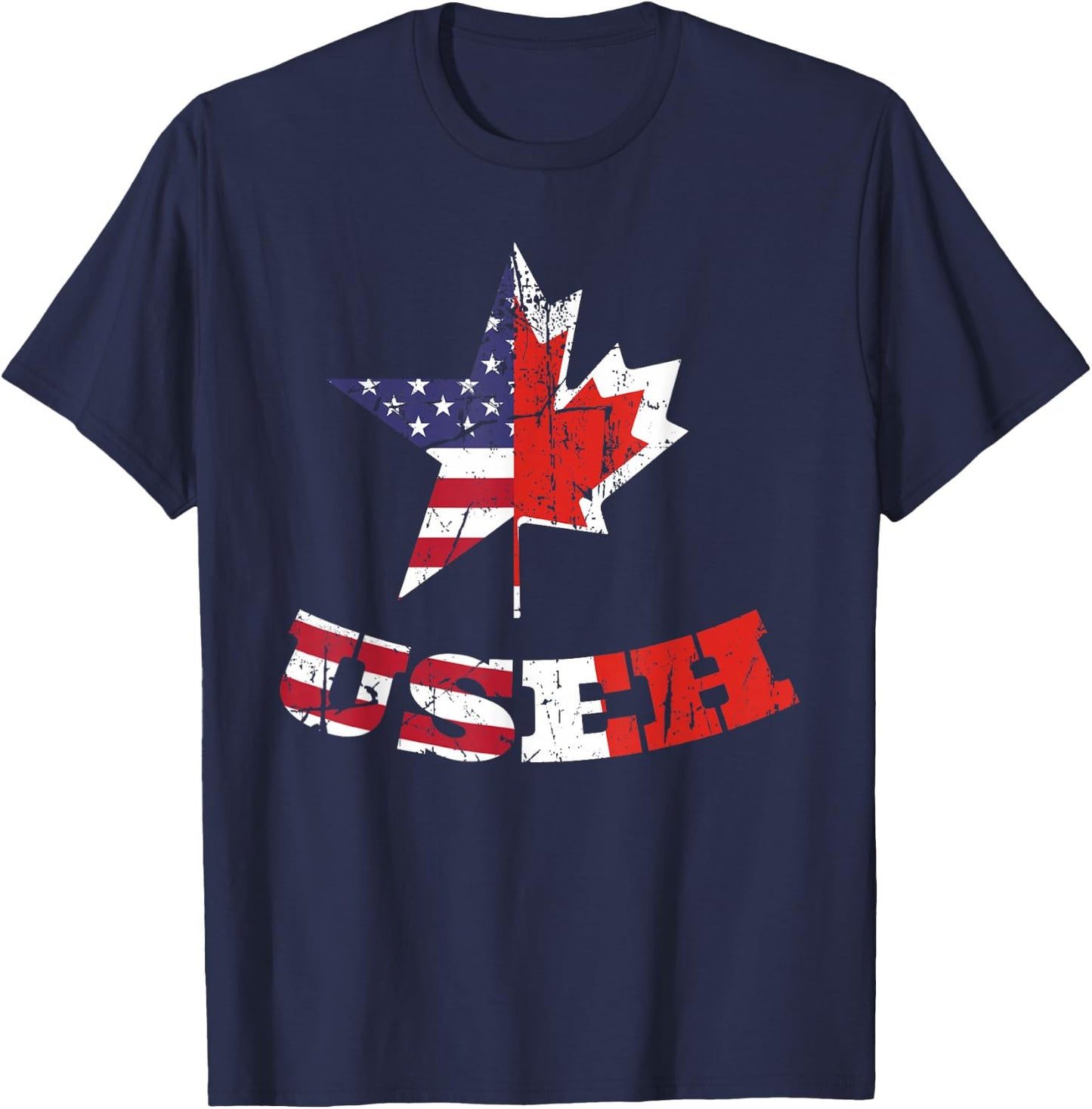US Eh Flag Canadian American Citizen USEH Dual Citizenship T-Shirt - T-Shirt | Navy