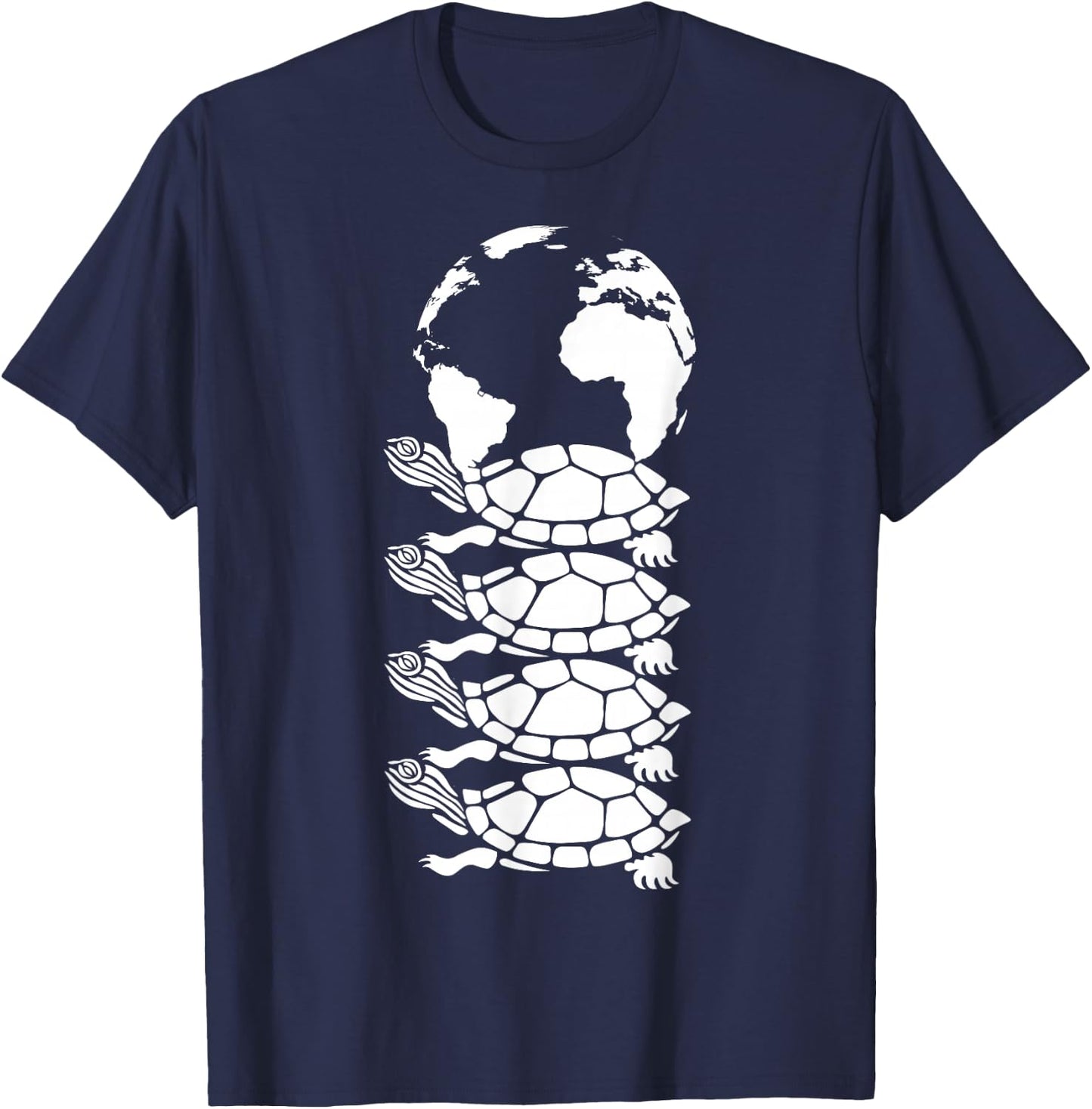 Outure Women's Turtles All the Way Down Black Cotton T-Shirt - T-Shirt | Navy