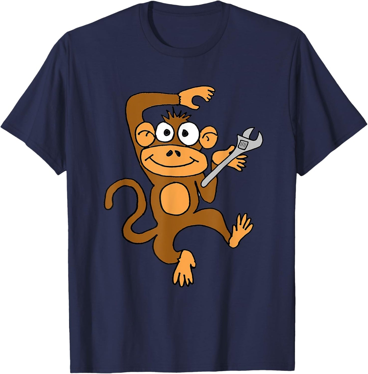 SmileteesAll Funny Monkey Wrench Cartoon T-Shirt - T-Shirt | Navy