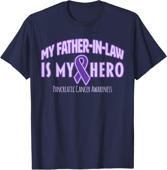 My Father-in-law is my Hero Pancreatic Cancer Awareness T-Shirt - T-Shirt | Navy