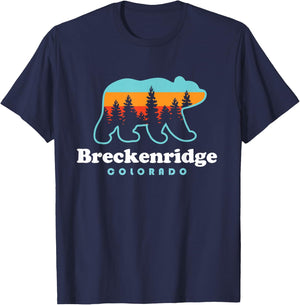 Breckenridge Colorado Bear Mountains Trees T-Shirt - T-Shirt | Navy