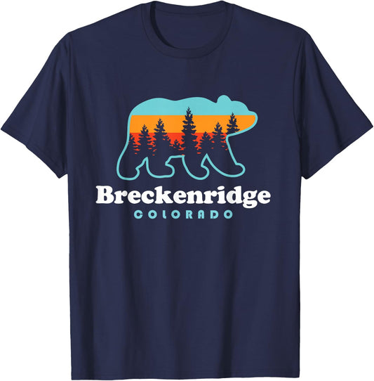 Breckenridge Colorado Bear Mountains Trees T-Shirt - T-Shirt | Navy