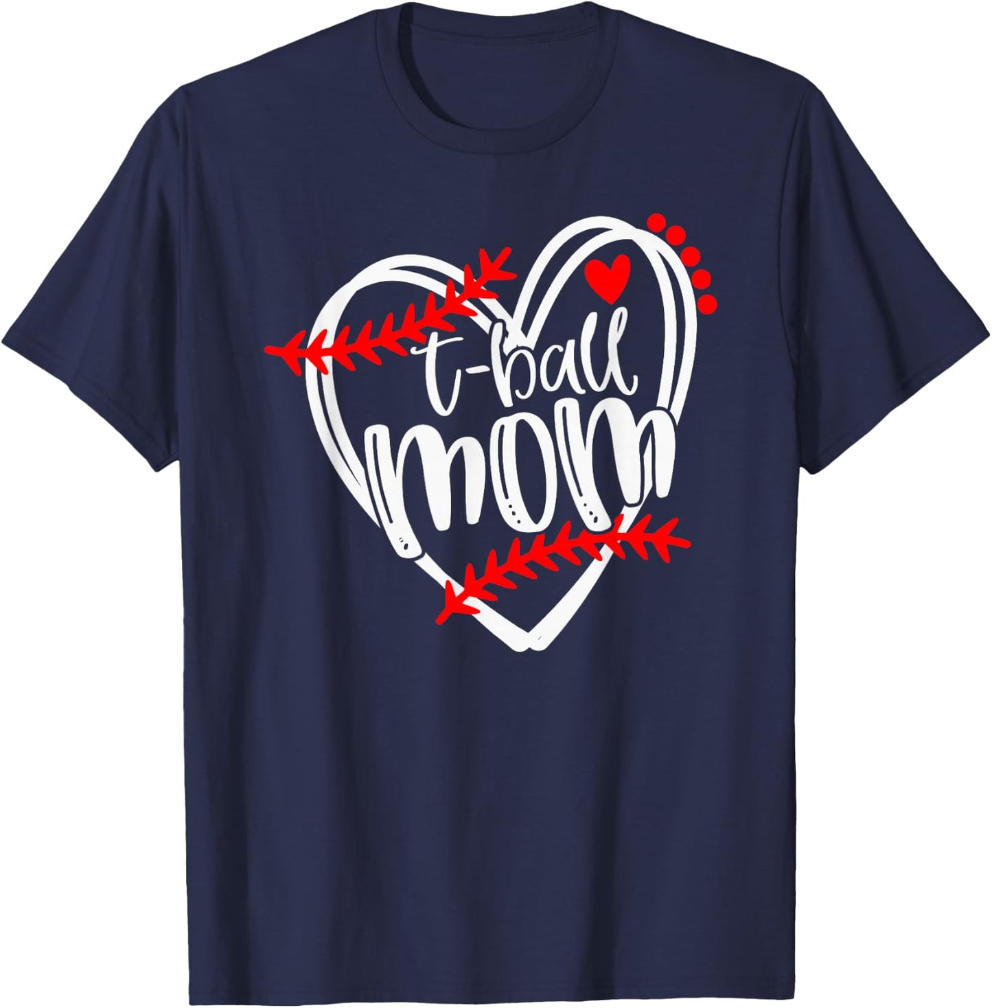 Tball MOM, T ball , Girls T-ball Heart T-Shirt - T-Shirt | Navy