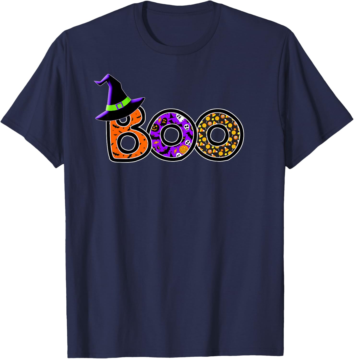 Halloween Trick Treat Boo T-Shirt - T-Shirt | Navy