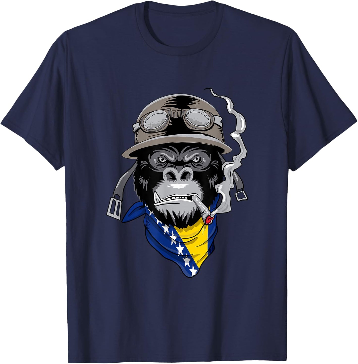Bosnian and Herzegovinian Flag Biker Bosnia Herzegovina T-Shirt - T-Shirt | Navy