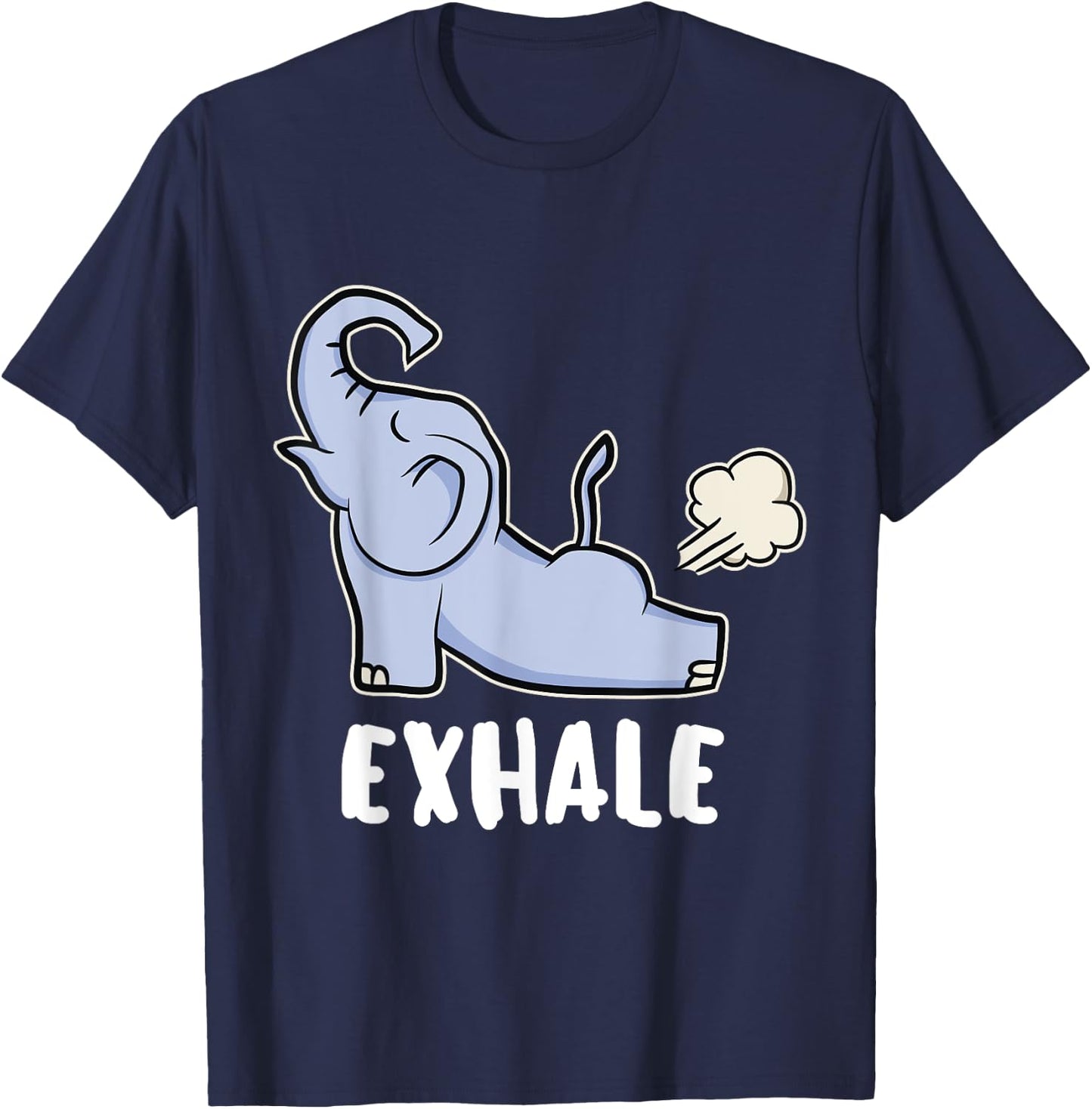 Funny Exhale Yoga Elephant For Elephant Lover Gift T-Shirt - T-Shirt | Navy