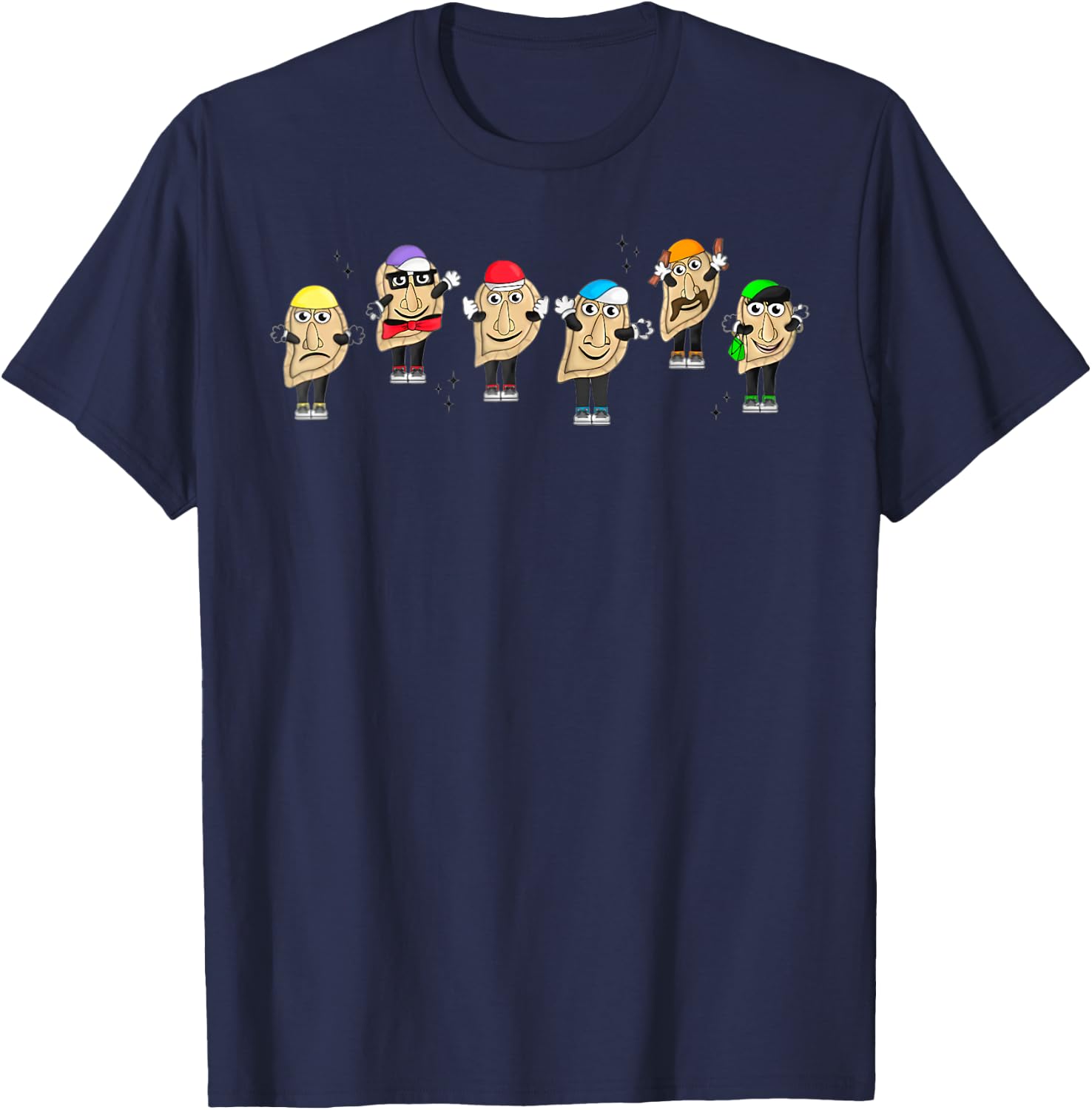 Pittsburgh Pierogies Clothing Adult Fun Cartoon , Black, Small, Short Sleeve T-Shirt - T-Shirt | Navy