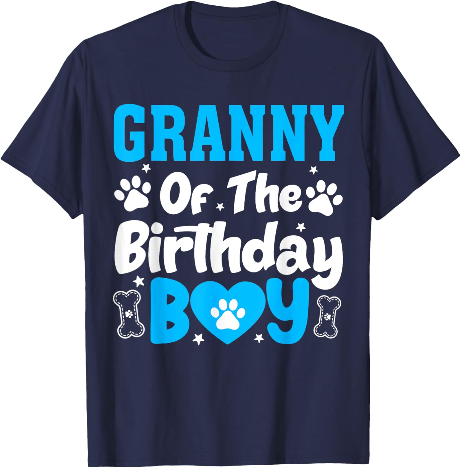 Granny Of The Birthday Boy Dog Family Matching Party T-Shirt - T-Shirt | Navy
