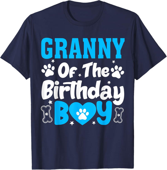 Granny Of The Birthday Boy Dog Family Matching Party T-Shirt - T-Shirt | Navy