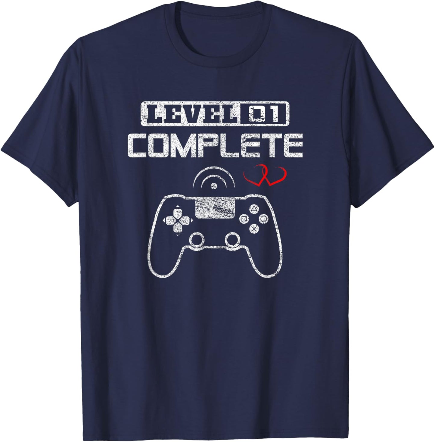 Level 1 Complete 1st Wedding Anniversary First Year Him Her T-Shirt - T-Shirt | Navy