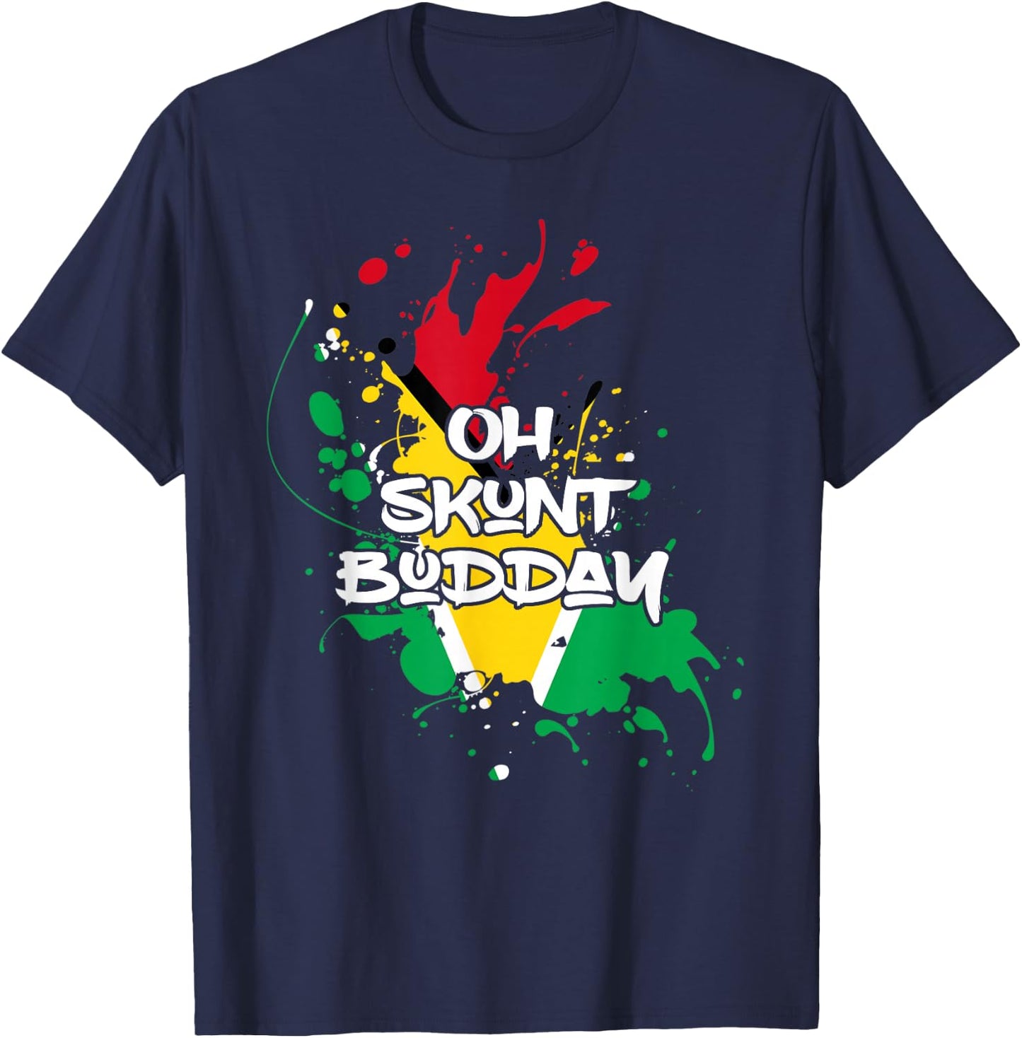 Skunt with Guyana Flag Funny Patriotic T-Shirt - T-Shirt | Navy
