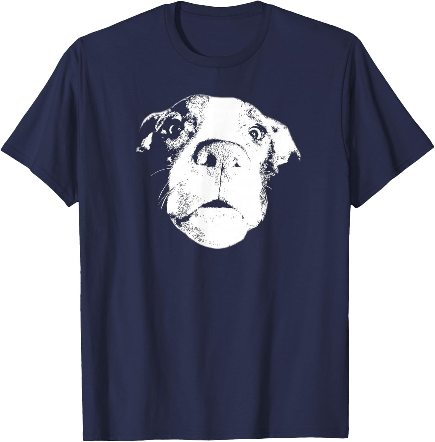 Funny Pitbull Bully Amstaff Face Pitbulls Dog Photorealism T-Shirt - T-Shirt | Navy