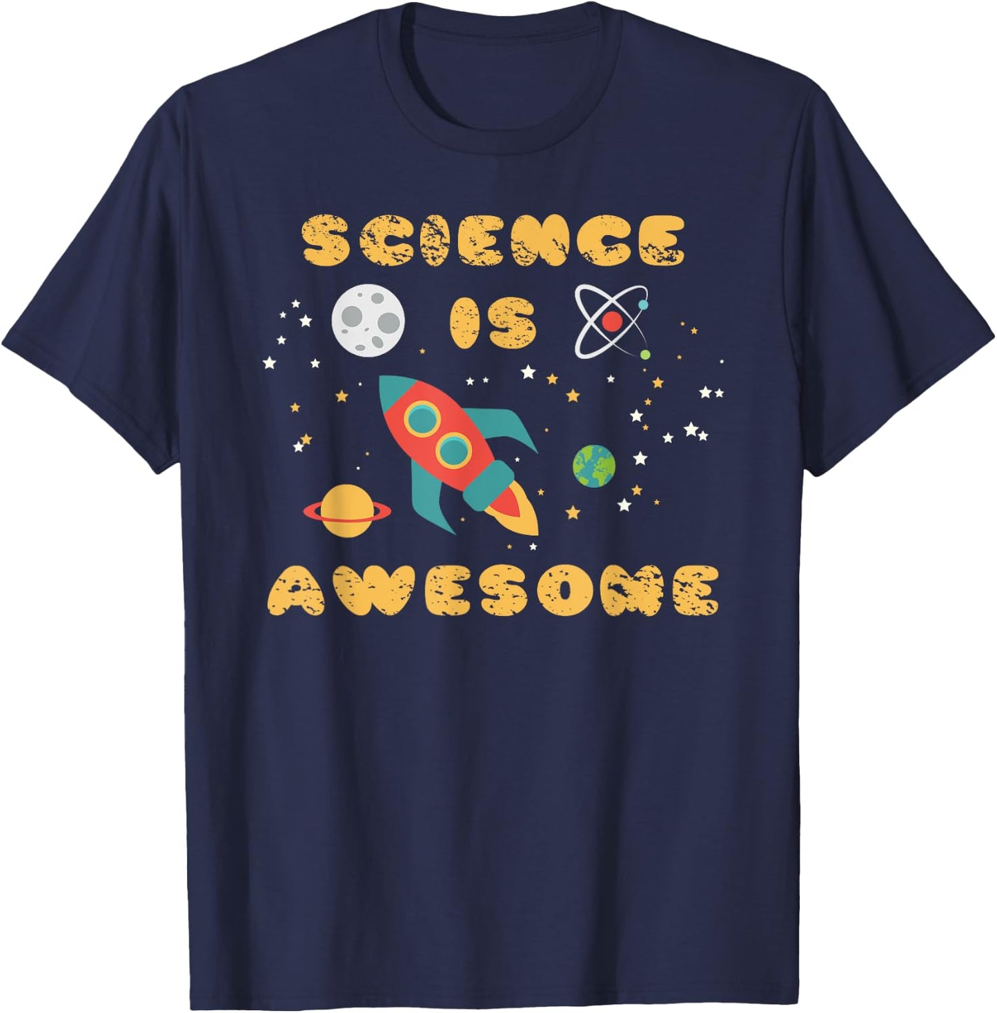 Science Is Awesome Shirt Nerd Space Ship Rocket Moon T-Shirt - T-Shirt | Navy