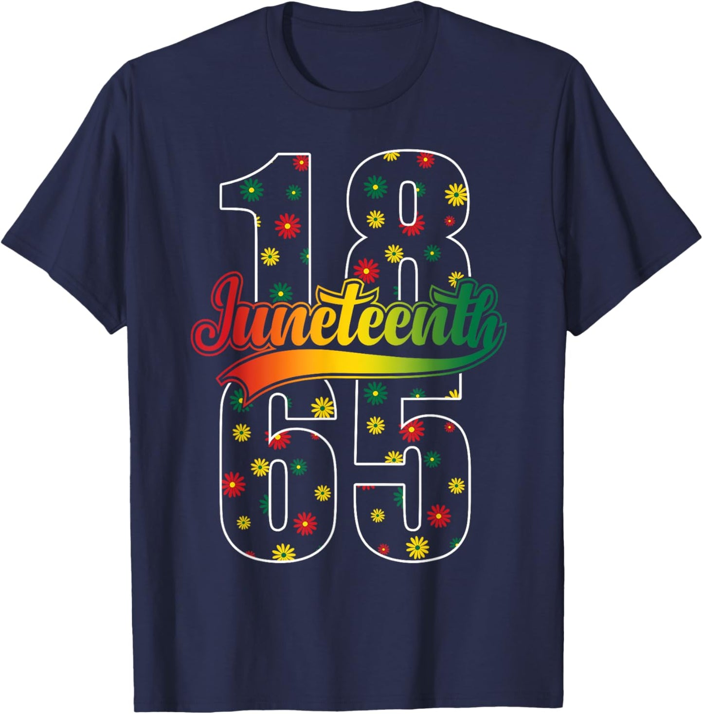 Groovy Juneteenth 1865 Flowers Celebrate Black Freedom Girls T-Shirt - T-Shirt | Navy