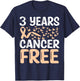 3 Years Uterine Cancer Free Uterine Cancer Survivor Ribbon T-Shirt - T-Shirt | Navy