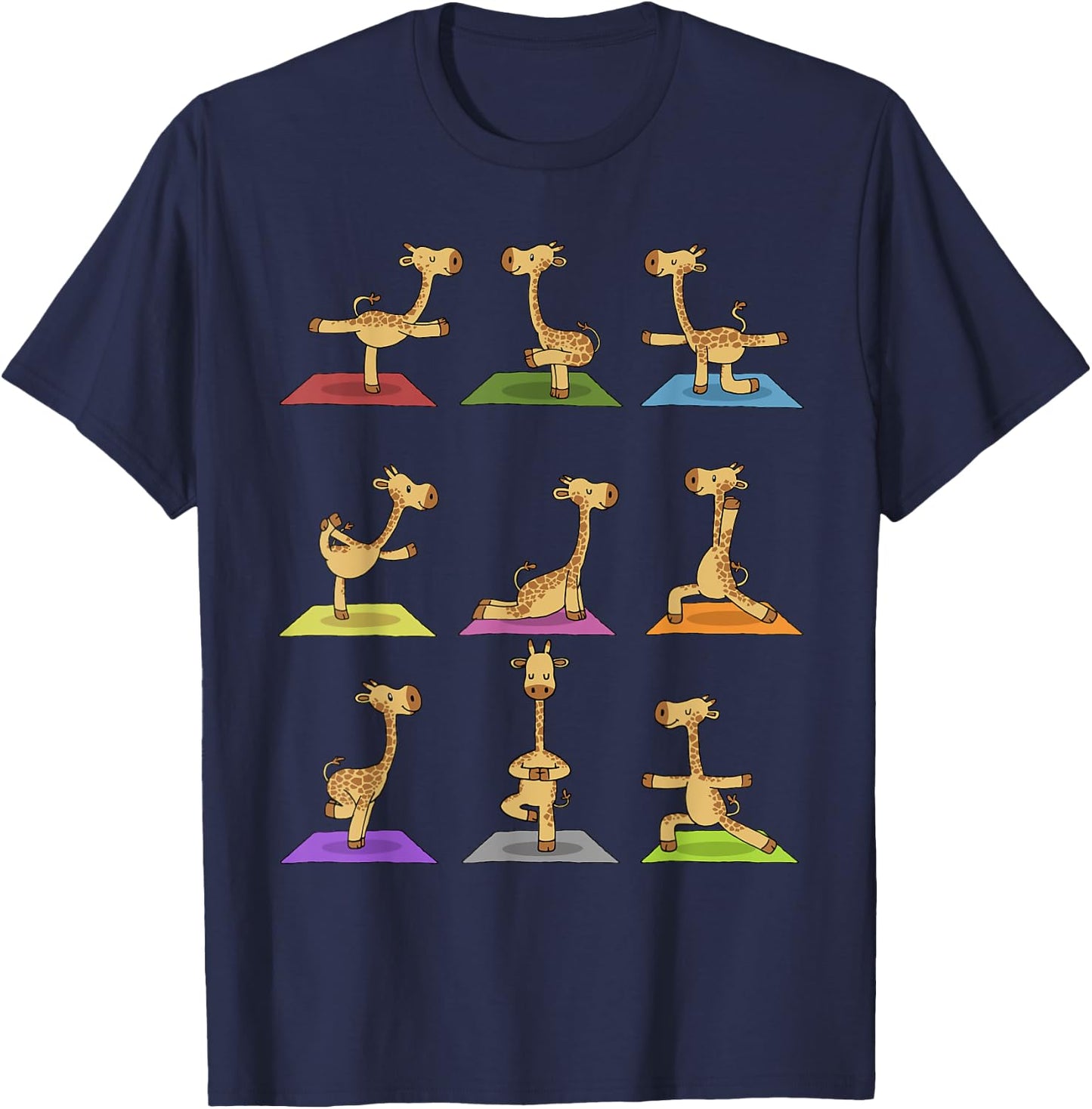 Giraffe Yoga Funny Giraffes In Yoga Poses Sports T-Shirt - T-Shirt | Navy
