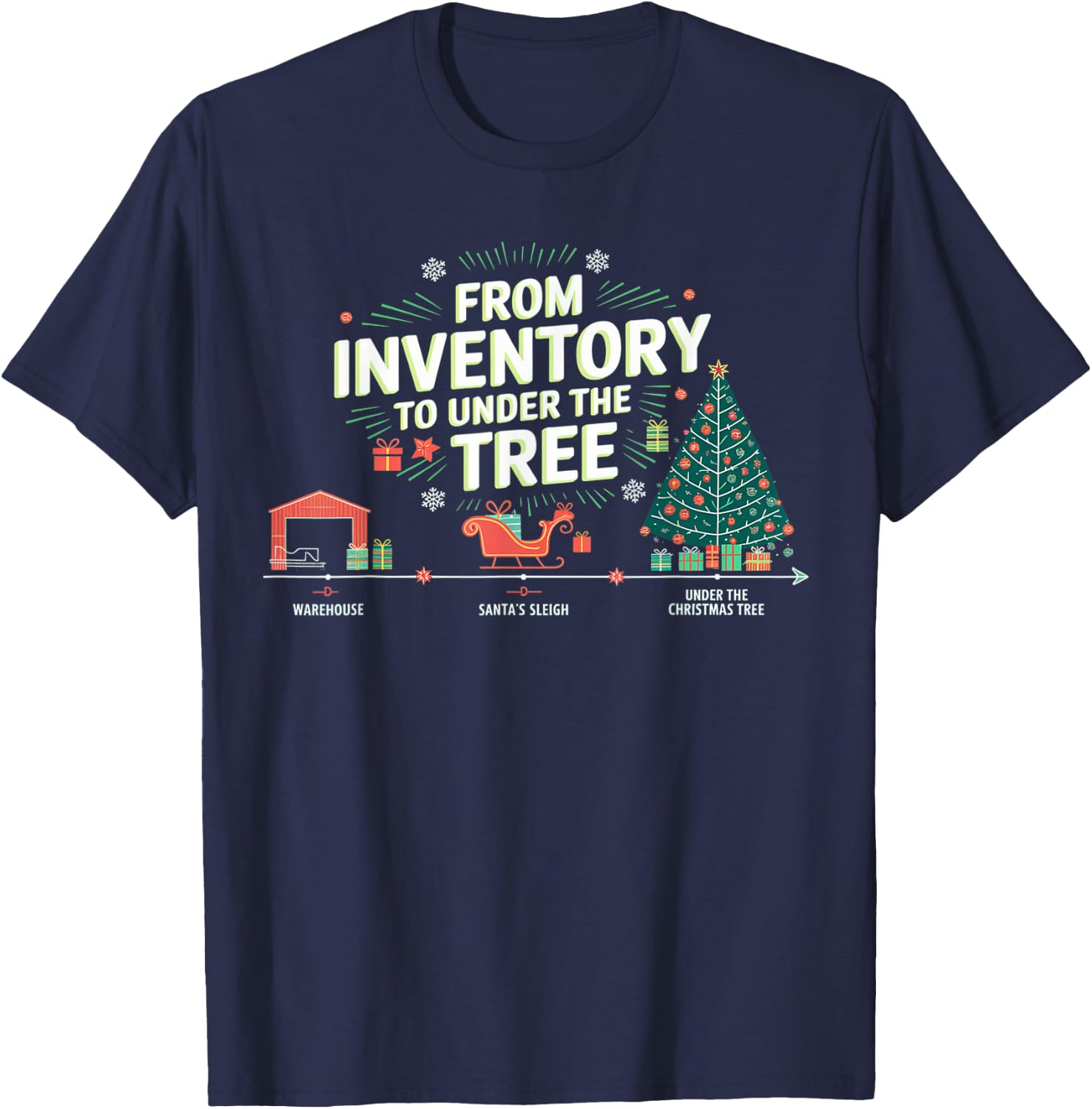 From inventory to under the tree, christmas supply chain T-Shirt - T-Shirt | Navy