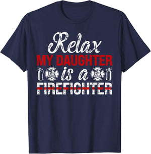 My Daughter Is Firefighter Mom Fire Mom Fireman Mother T-Shirt - T-Shirt | Navy