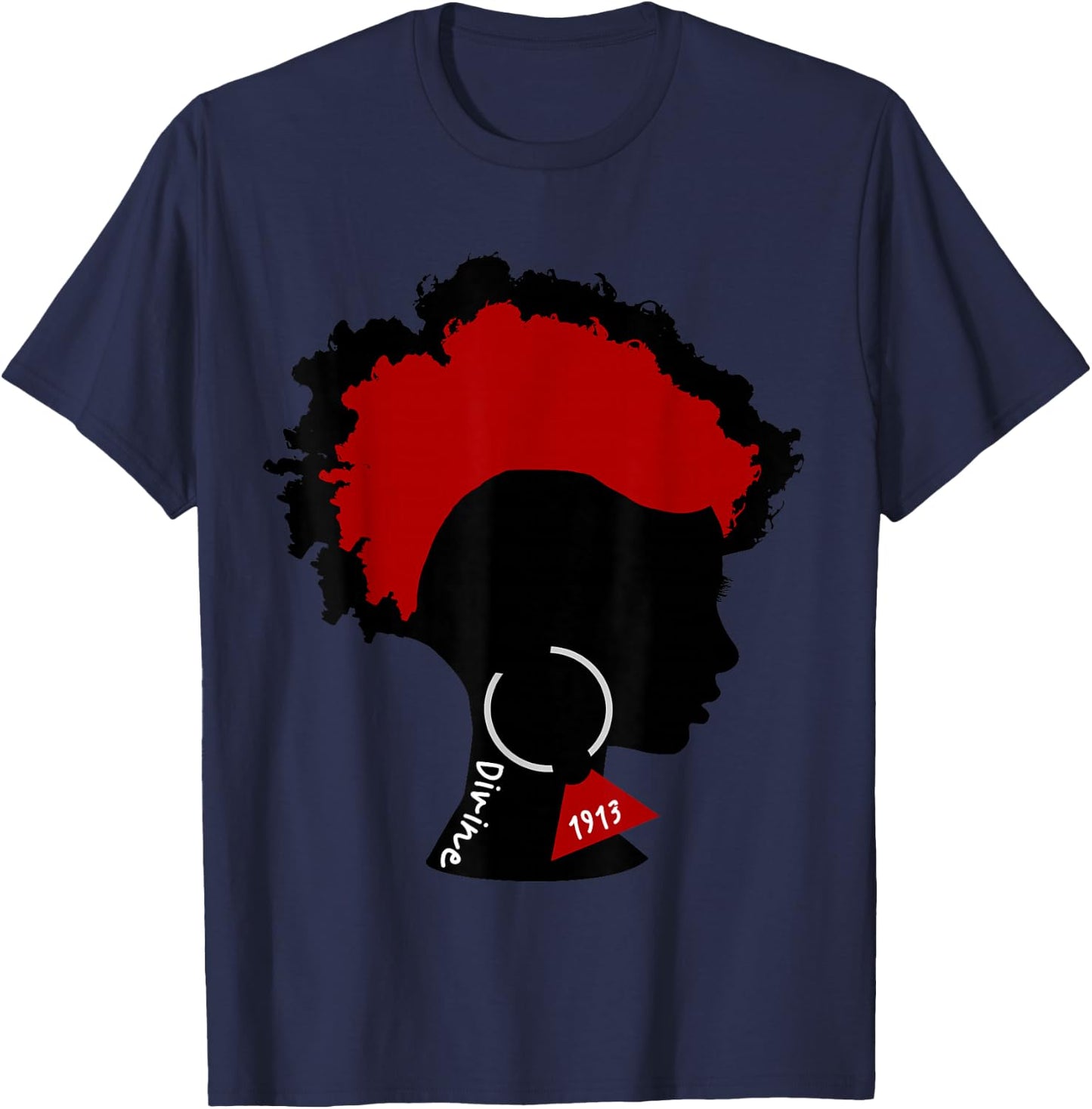 DST Divine Afro Frohawk Diva Tattoo 1913 Delta Earring Small T-Shirt - T-Shirt | Navy