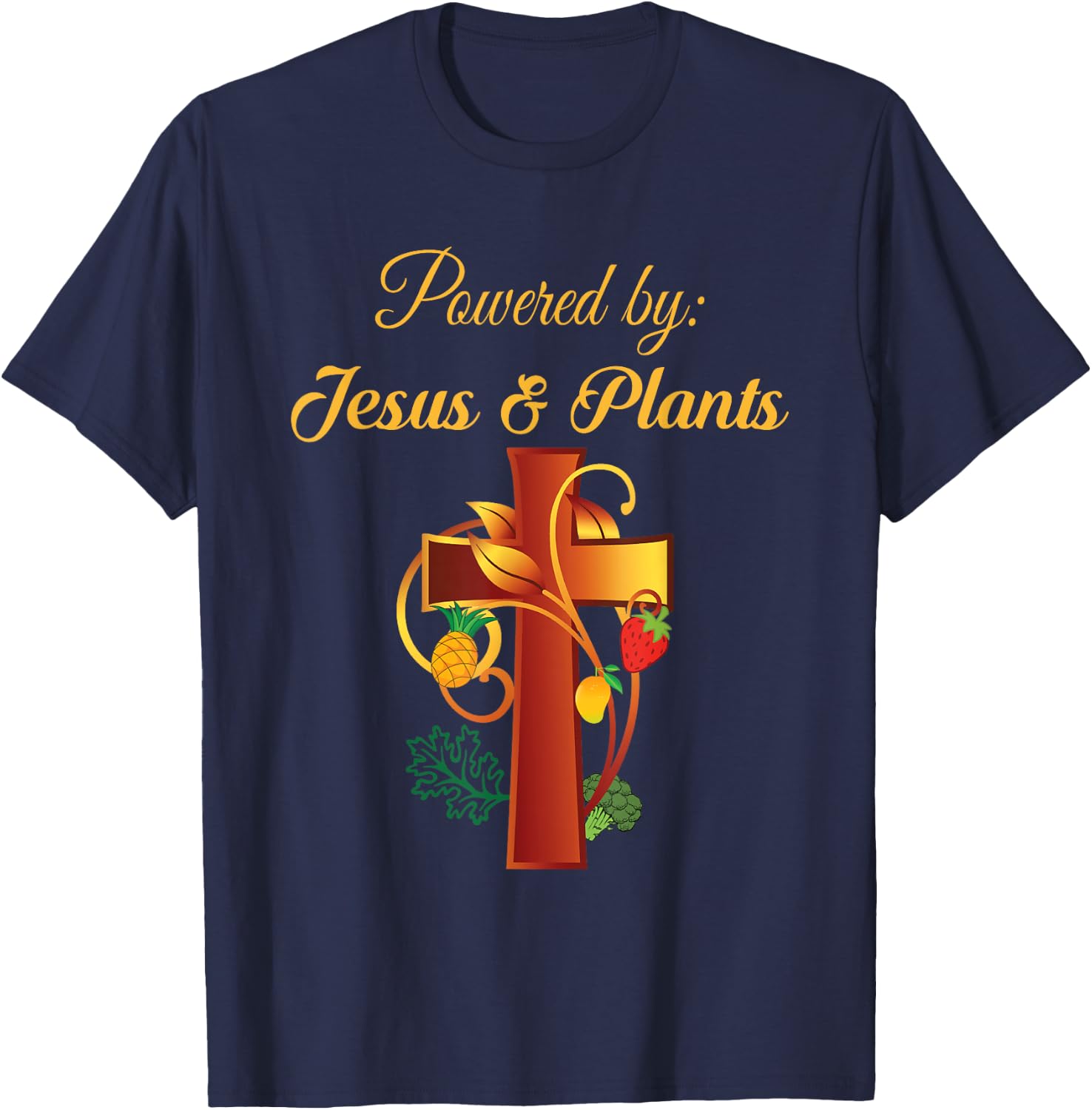 Christian Shirt Jesus and Plants Vegan Vegetarian Christian T-Shirt - T-Shirt | Navy