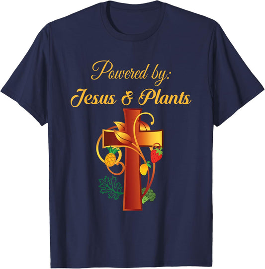 Christian Shirt Jesus and Plants Vegan Vegetarian Christian T-Shirt - T-Shirt | Navy