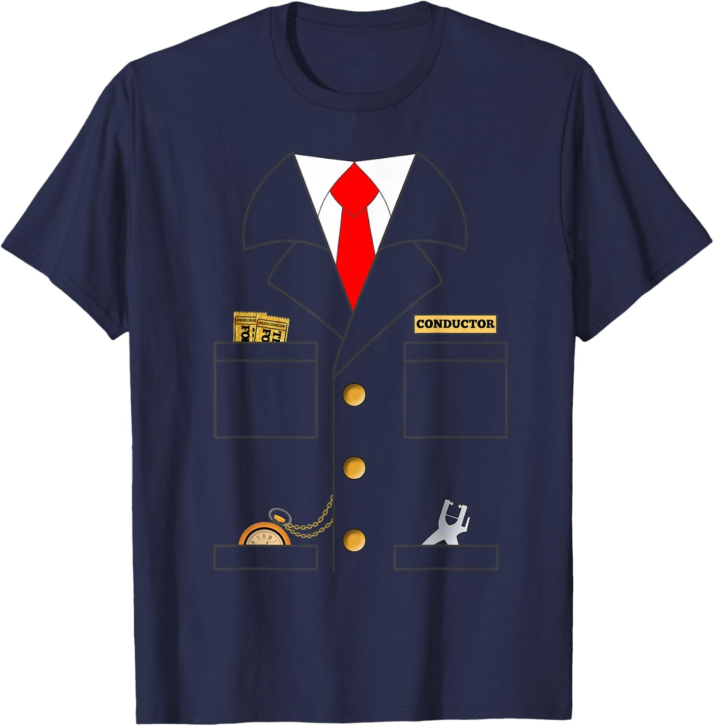 Train Conductor Shirt Costume | Adults | Kids T-Shirt - T-Shirt | Navy