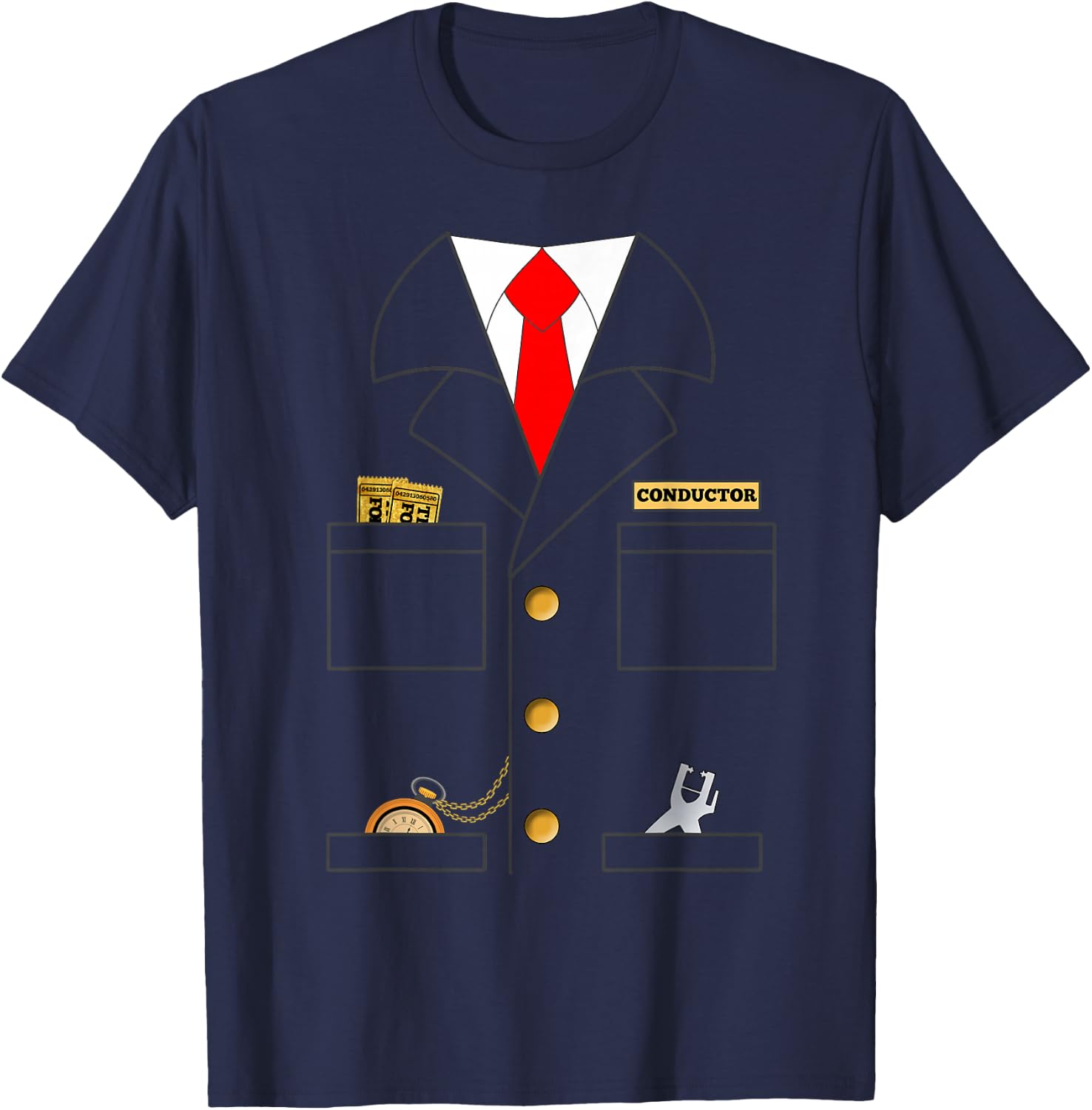 Train Conductor Shirt Costume | Adults | Kids T-Shirt - T-Shirt | Navy