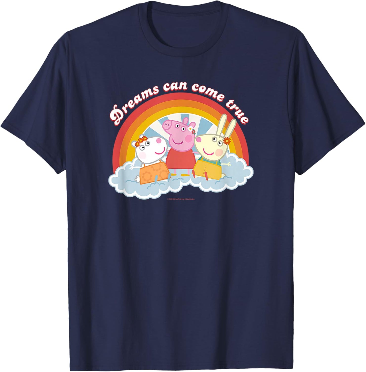 Peppa Pig Dreams Can Come True Friendship Retro Logo T-Shirt - T-Shirt | Navy