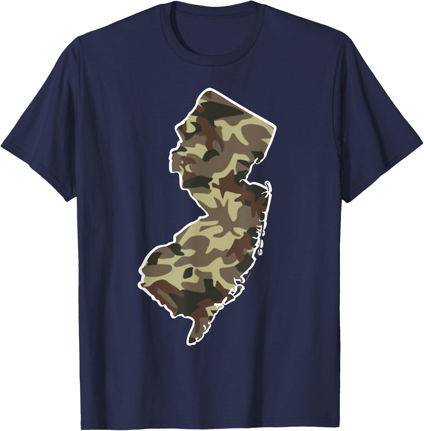New Jersey Pride Hunting Military Camo NJ State Map T-Shirt - T-Shirt | Navy