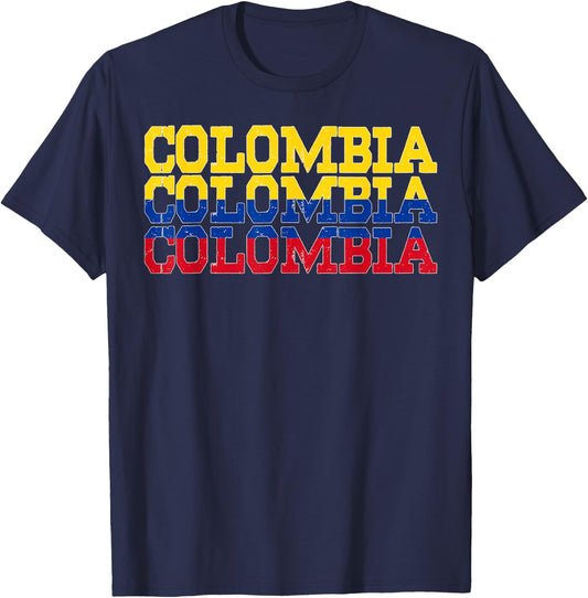 COLOMBIA | Colombian Flag Sports Lovers T-Shirt - T-Shirt | Navy